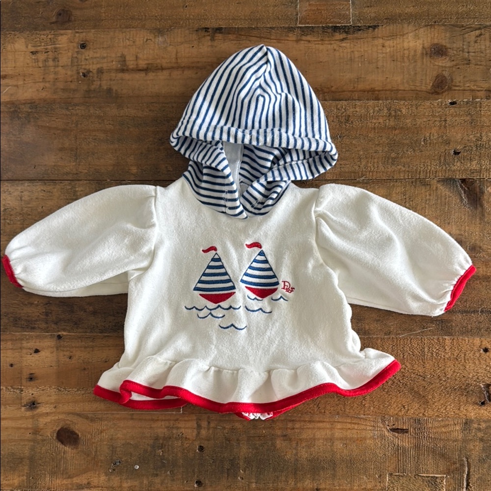 Baby Dior Kids White and Blue Sailboat Hoodie